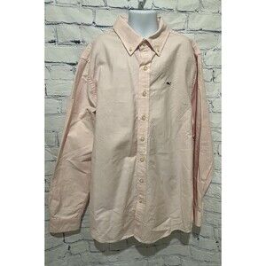 Vineyard Vines Whale Shirt Kids Boys Large 16 Pink Button Cotton Blend